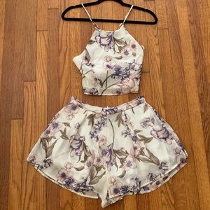 Sheer Two Piece Shorts & Crop Top Set